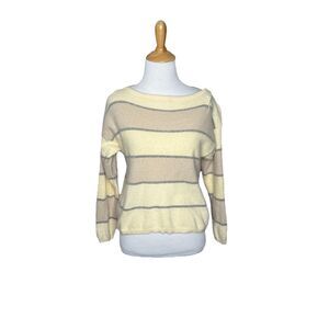 Vtg Lauren Hansen Hand Knitted Wool Angora Blend Abstract Sweater Size Small